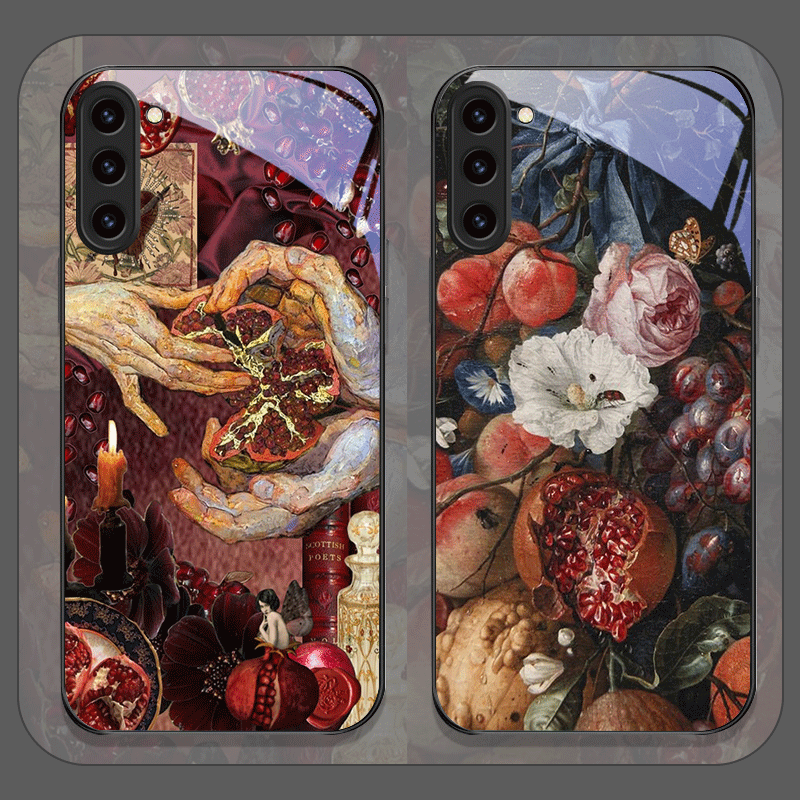 Phone Cases Samsung S25 Fe - Luxurious Pomegranate Flower Pattern Tempered Glass
