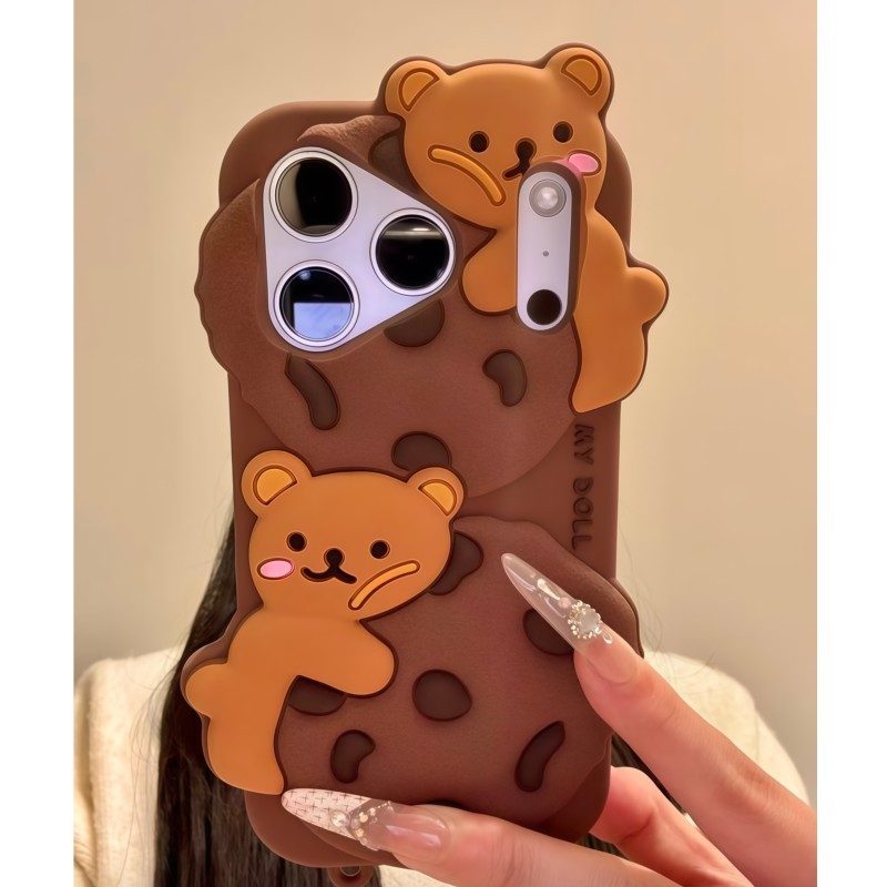 3D Cartoon Kawaii Biscuit Bear - Phone Cases Cool Girl review and price